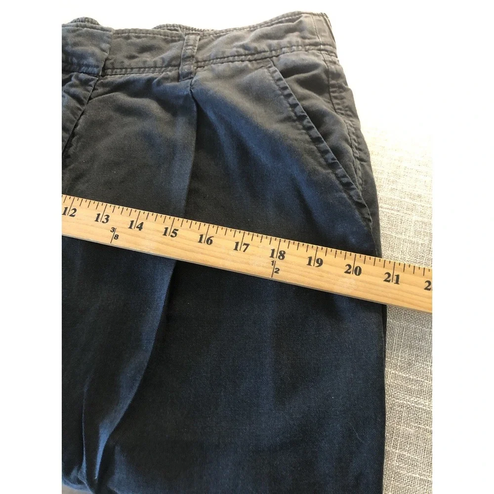 Quince Pants 14 Black Wide Leg Cropped Linen Blend Stretch Casual Career Classic